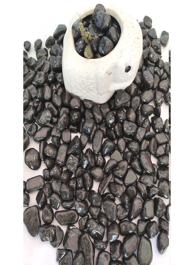 Power Stone Decorative Coloured Painted Asymmetric Marble Stone Pebbles for Vase Filler Plant Pots Aquarium Home Garden Outdoor Decoration (Black, 1 Kg) - Image 4
